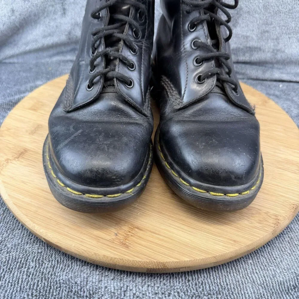 Dr. Martens 1460 Boots Mens Size 6 Black Leather Combat Lace Up Made In England